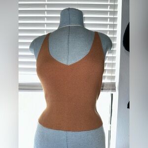 MONROW KNIT SWEATER CAMISOLE TANK CAMEL BROWN ORANGE MEDIUM BNWT